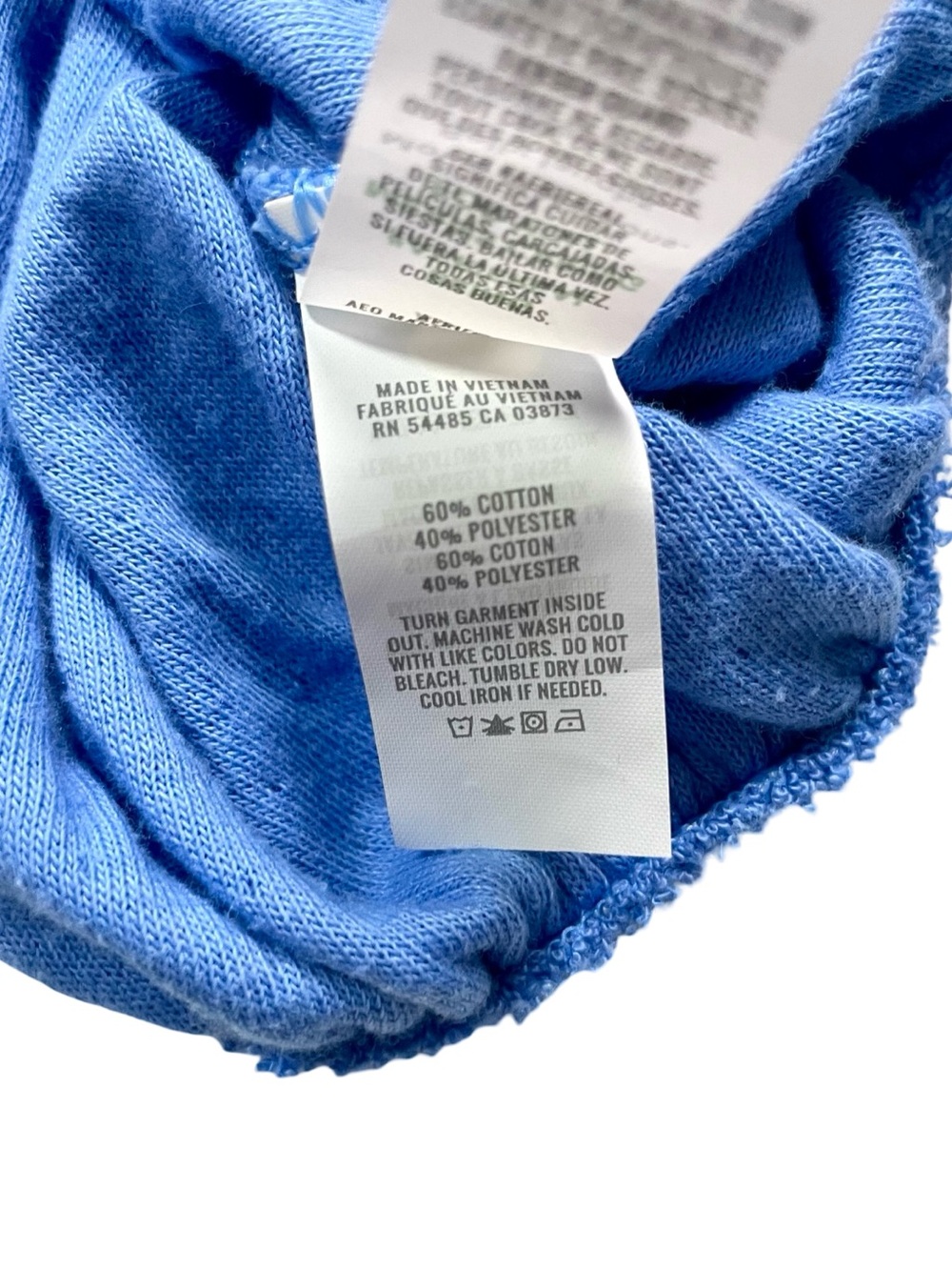 Aerie Endless Summer Cropped Eyelet Blue Tie Cuff Sweatshirt Size XS - Picture 4 of 5